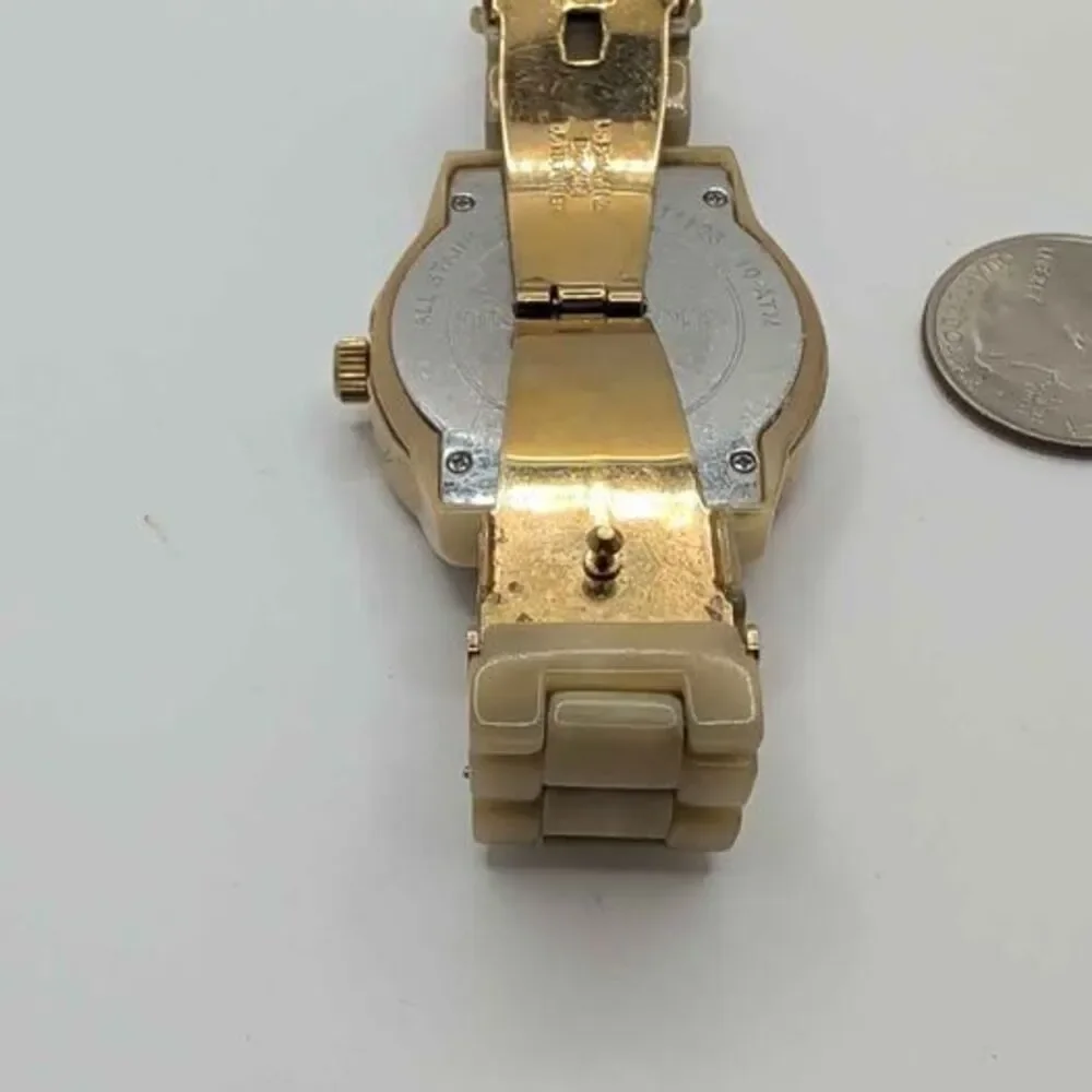 Michael Kors MK5039 Jet Set Women's Watch Cream Resin Gold Tested New Battery